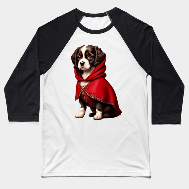 Elegant Shy Cocker Spaniel as Red Riding Hood Baseball T-Shirt by fur-niche